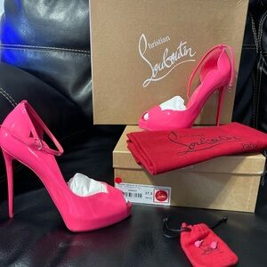 Christian Louboutin Women's Pink Peep-Toe Heels